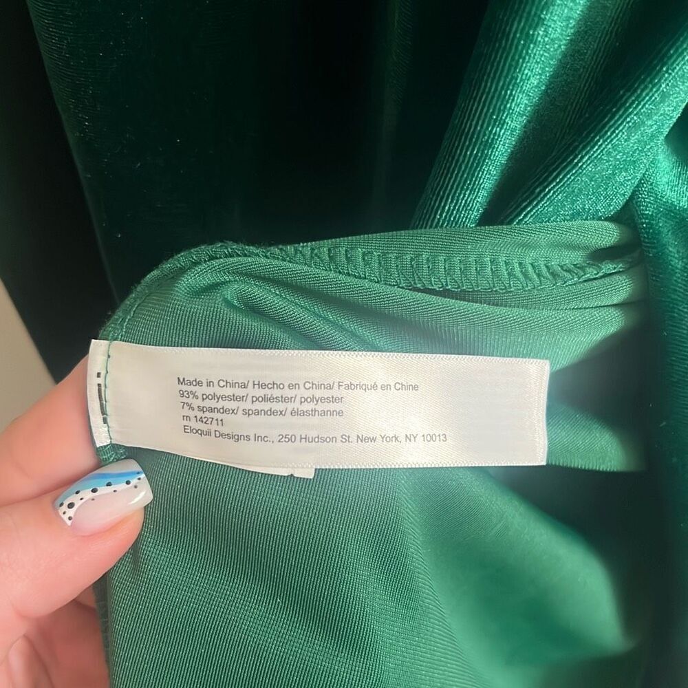 ✨Eloquii Green Velvet Mini Sz 22 Dress with Wrap Skirt✨ - Picture 9 of 9